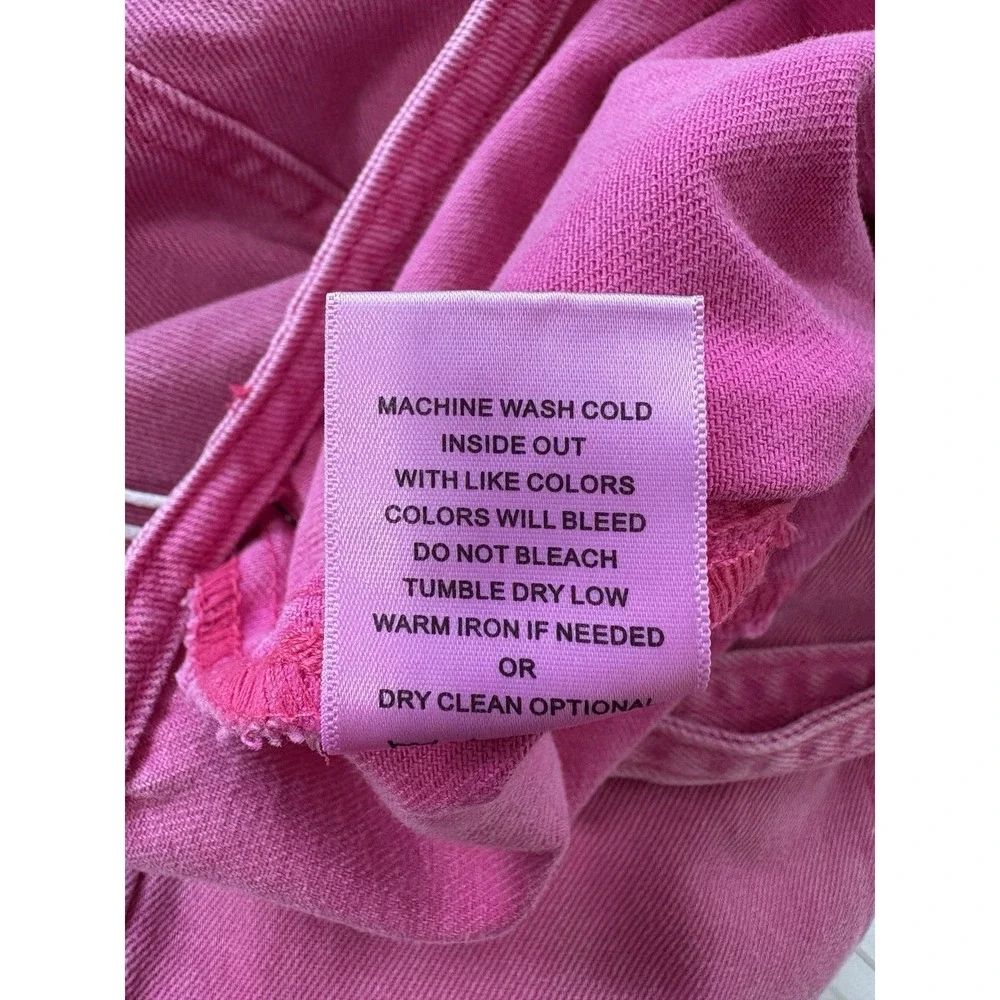 Zenana Pink Acid Wash Overalls Wide Leg Bib Jumpsuit NWT Relaxed Loose Fit M - Picture 8 of 8